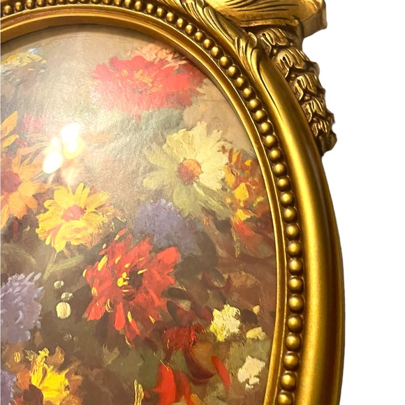 Large Vintage Syroco 1960s gold gilt flower picture framed - Picture 9 of 11